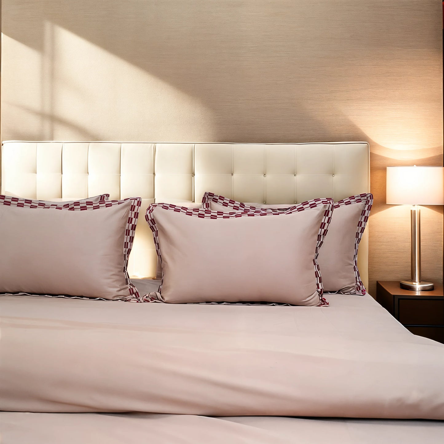 Pristine Peach Touch (300 TC) - 100% Cotton King-Size Bedsheet + 2 Pillow Covers