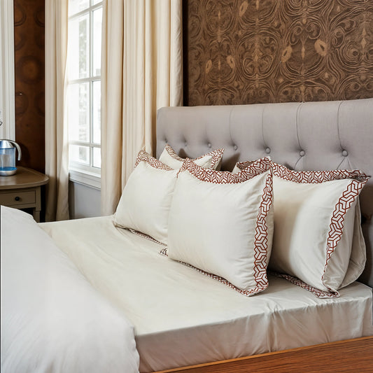 Pristine White Skin (300 TC) - 100% Cotton King-Size Bedsheet + 2 Pillow Covers