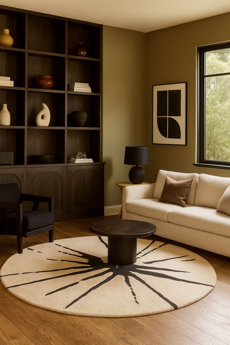 Hand Tufted Round Abstract Burst Rug 5*5ft. - BR