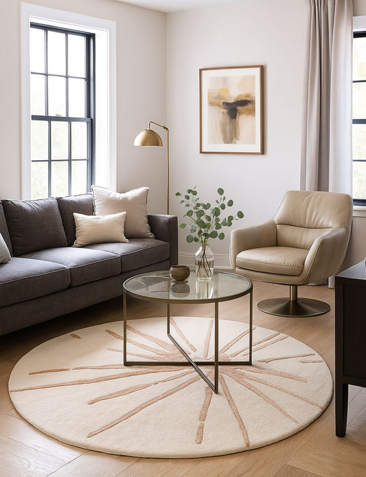 Hand Tufted Round Abstract Burst Rug 3*3ft. - BR