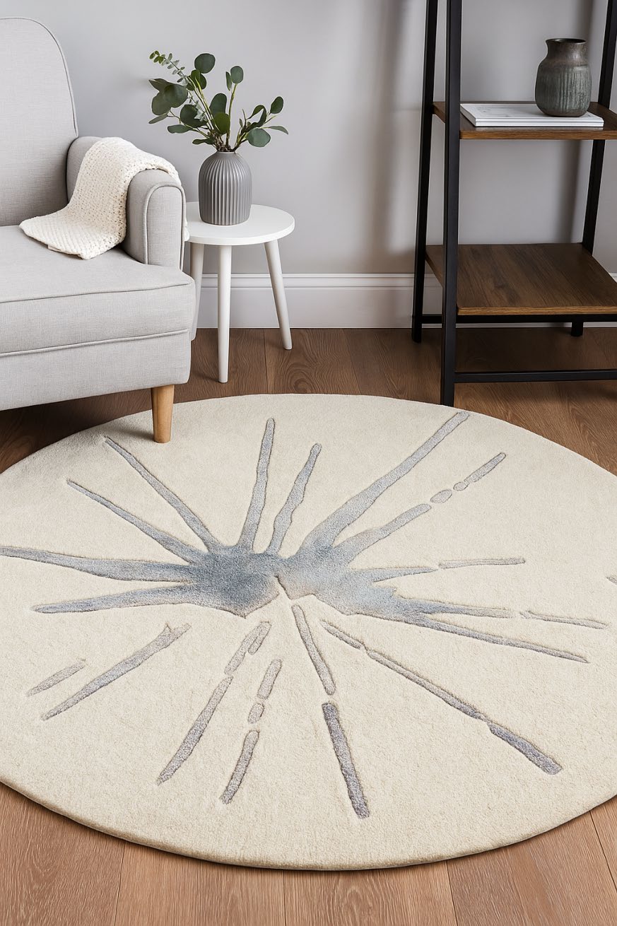 Hand Tufted Round Abstract Burst Rug 3*3ft. - BR