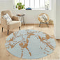 Round Contemporary Abstract Rug (White & Yellow) - BR