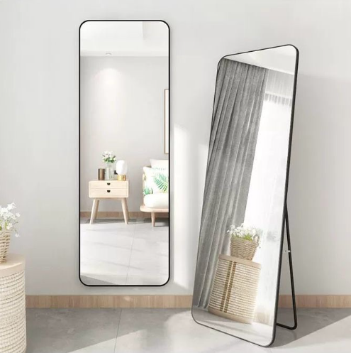 Versatile Full-Length Mirror with Rounded Corners - Standing/Hanging (LL)