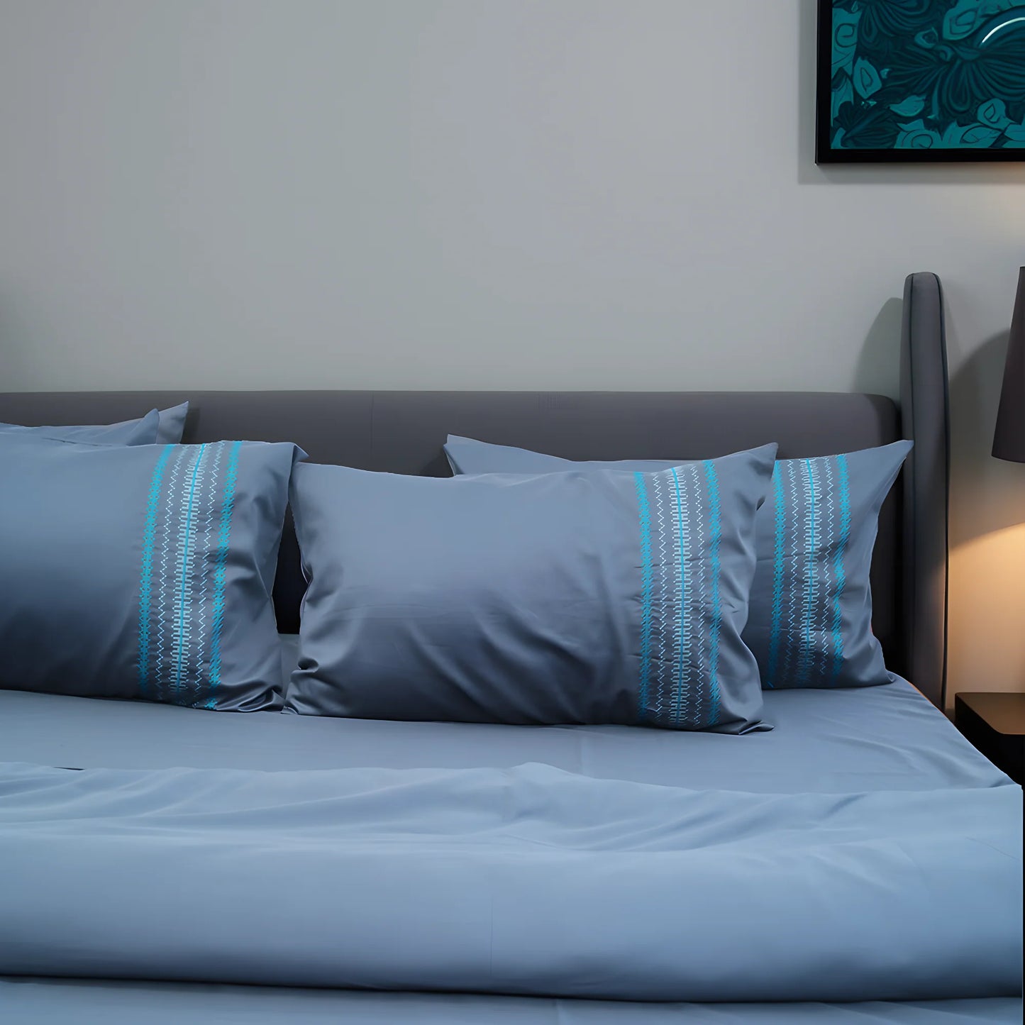 Unicorn Dark Sapphire (400TC) - 100% Cotton King-Size Bedsheet + 2 Pillow Covers