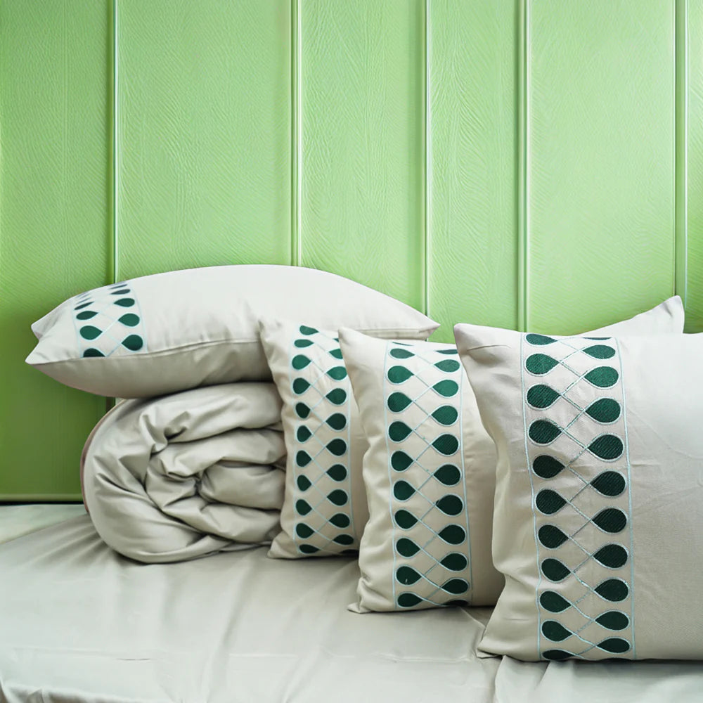 Unicorn Olive Aura (400TC) - 100% Cotton King-Size Bedsheet + 2 Pillow Covers