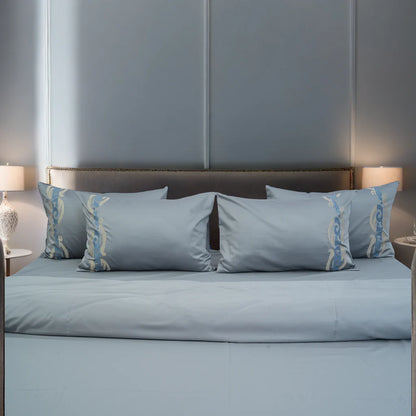 Unicorn Silver Sea (400TC) - 100% Cotton King-Size Bedsheet + 2 Pillow Covers