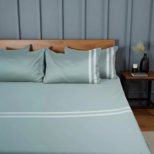 Viviz Aqua Marine (600 TC) - 100% Cotton King-Size Bedsheet + 2 Pillow Covers