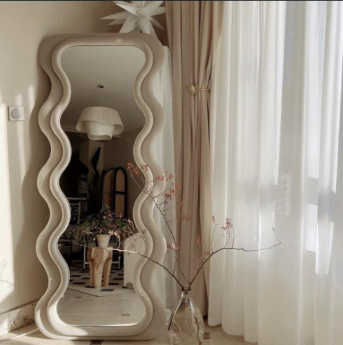 Artistic Full-Length Wave Mirror with Hard Top Frame (LL)