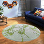 Round Contemporary Abstract Rug (White & Green) - BR