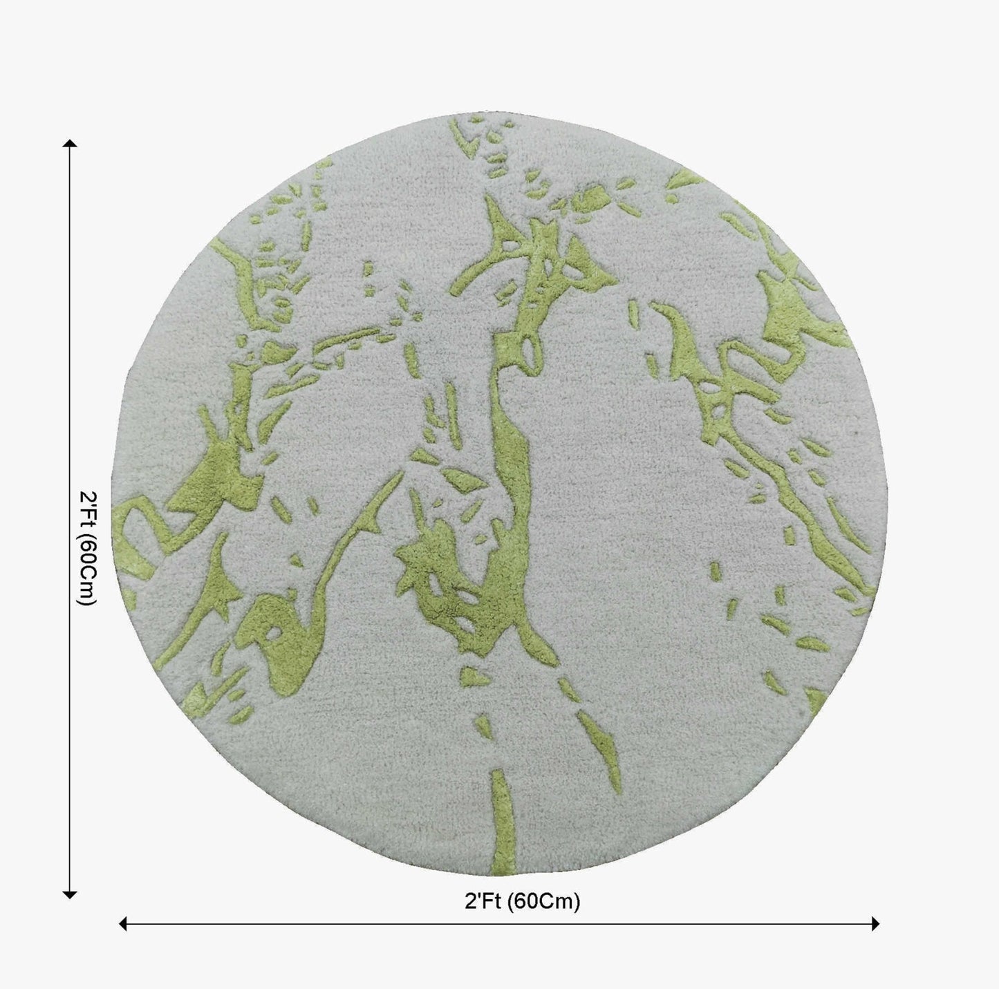 Round Contemporary Abstract Rug (White & Green) - BR