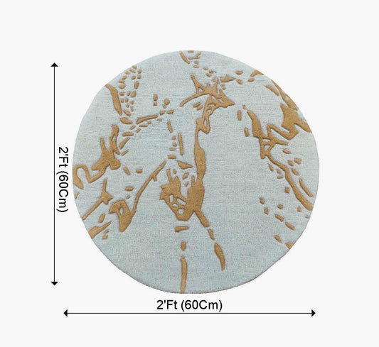 Round Contemporary Abstract Rug (White & Yellow) - BR