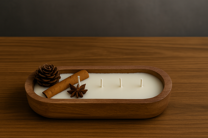 Spiced Emberwood 7-Inch Wooden Dough Bowl Scented Candle (FO)