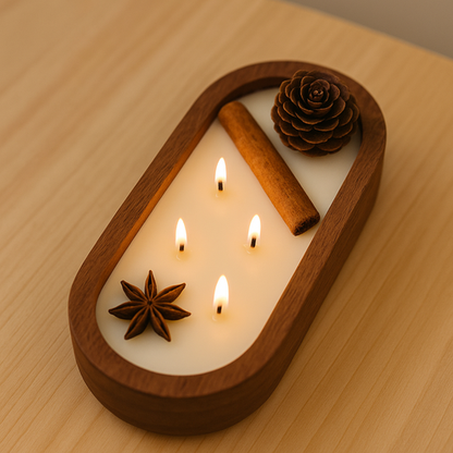 Spiced Emberwood 7-Inch Wooden Dough Bowl Scented Candle (FO)