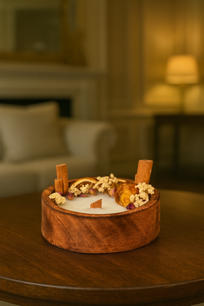 Spiced Citrus Wood 5-Inch Mango Wooden Dough Bowl Scented Candle (FO)