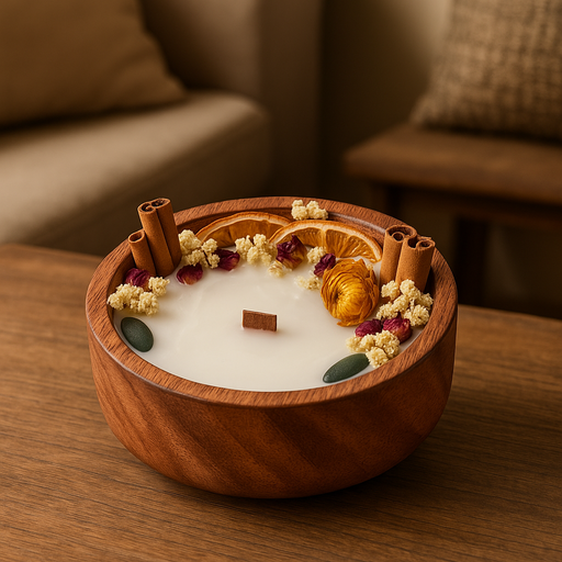 Spiced Citrus Wood 5-Inch Mango Wooden Dough Bowl Scented Candle (FO)