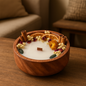 Spiced Citrus Wood 5-Inch Mango Wooden Dough Bowl Scented Candle (FO)
