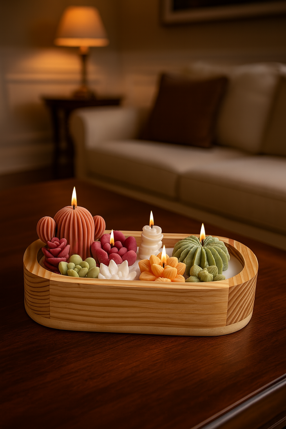 Succulent Soul 8-Inch Teakwood Bowl Scented Candle (FO)