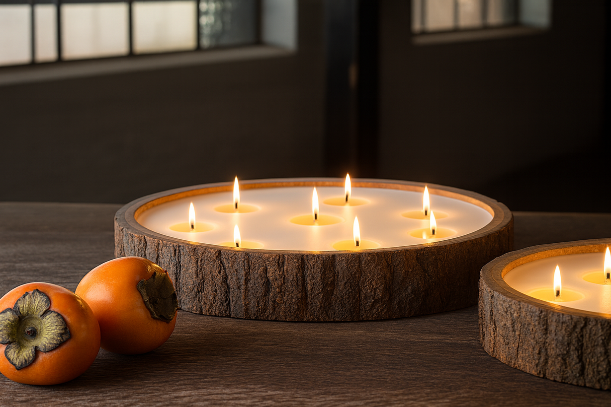 Earthen Light 11-Inch Wooden Bark Bowl Scented Soy Wax Candle (FO)