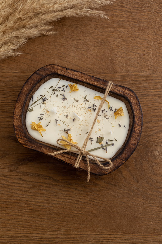 Whispers of Wellness 7-Inch Mango Wooden Dough Bowl Scented Candle (FO)