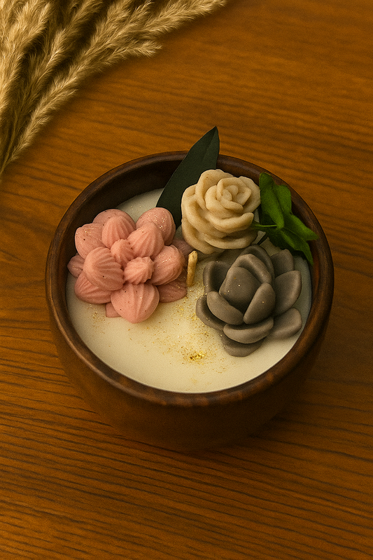 Succulent Grove 3-Inch Sheesham Wooden Bowl Scented Candle (FO)