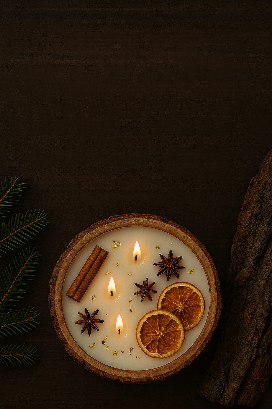 Succulent Grove 13-Inch Wooden Bark Bowl Scented Candle (FO)