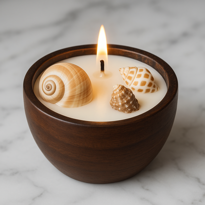 Seashell Drift 3-Inch Wooden Bowl Candle (FO)