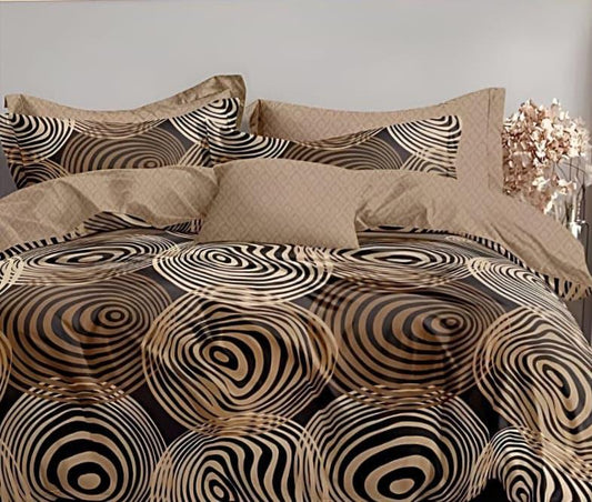 Bellezza Modern Circle Elegance Double Bedsheet Set - 110 GSM Polycotton Bedsheet + 2 Pillow Covers Urban Nivasa