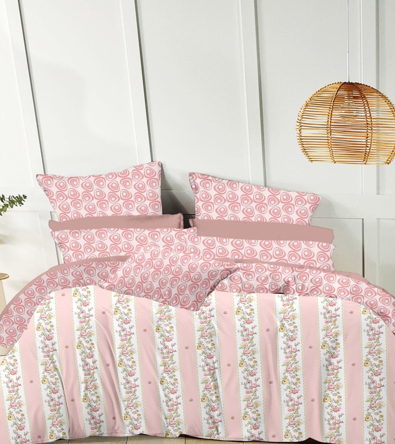 Dreamline Shabby Chic Queen Size Comforter Set - 1 Bedsheet + 2 Pillow Covers + 1 Comforter (BC) Urban Nivasa