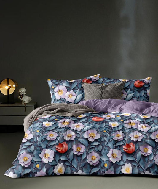 MAGIC 7D Deep Twilight Garden Super King Size Bedsheet Set - 150 GSM Glace Cotton Bedsheet + 2 Pillow Covers Urban Nivasa