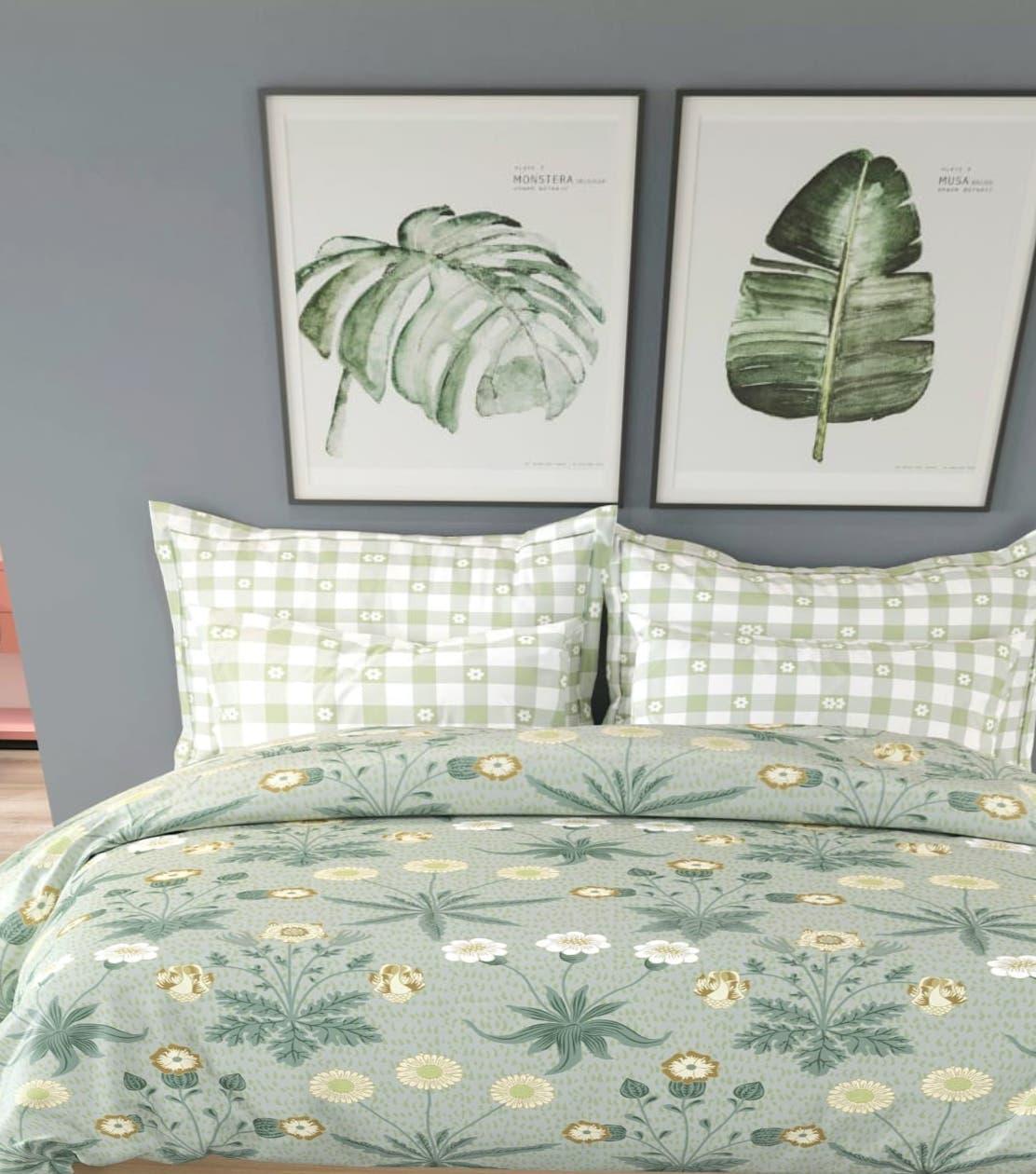 Dreamline Heirloom Meadow Queen Size Comforter Set - 1 Bedsheet + 2 Pillow Covers + 1 Comforter (BC) Urban Nivasa