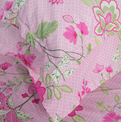 Flow Premium Pink Floral Design (210TC) - 100% Cotton King-Size Bedsheet + 2 Pillow Covers Urban Nivasa