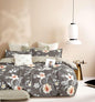 Bellezza Elegant Grey Floral Double Bedsheet Set - 110 GSM Polycotton Bedsheet + 2 Pillow Covers Urban Nivasa
