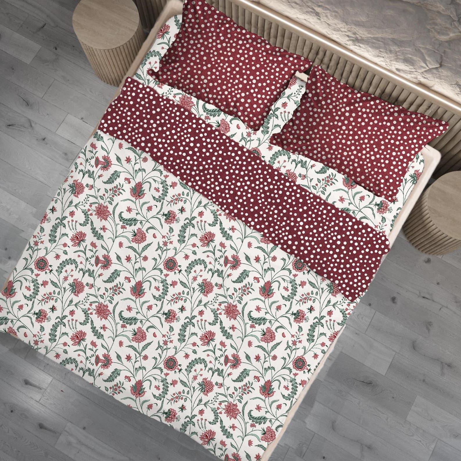 Dreamline Rich Burgundy Queen Size Comforter Set - 1 Bedsheet + 2 Pillow Covers + 1 Comforter (BC) Urban Nivasa