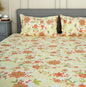 Flow Premium Lime Yellow Floral Design (210TC) - 100% Cotton King-Size Bedsheet + 2 Pillow Covers Urban Nivasa