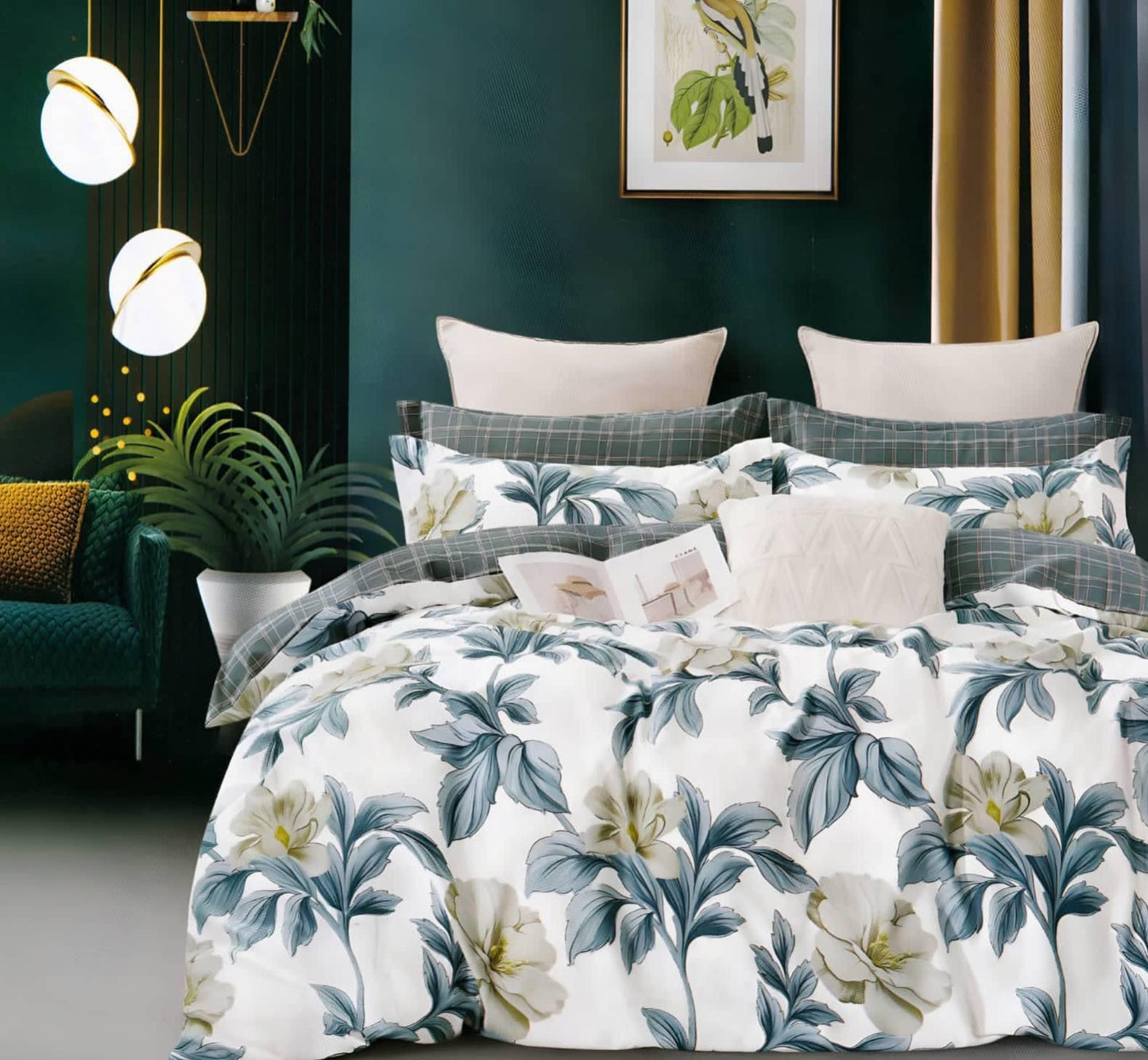 Hi-Life Vibrant Floral Print Design Super King Size Bedsheet Set - 150 GSM Glace Cotton Bedsheet + 2 Pillow Covers Urban Nivasa