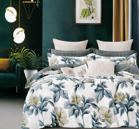 Hi-Life Vibrant Floral Print Design Super King Size Bedsheet Set - 150 GSM Glace Cotton Bedsheet + 2 Pillow Covers Urban Nivasa