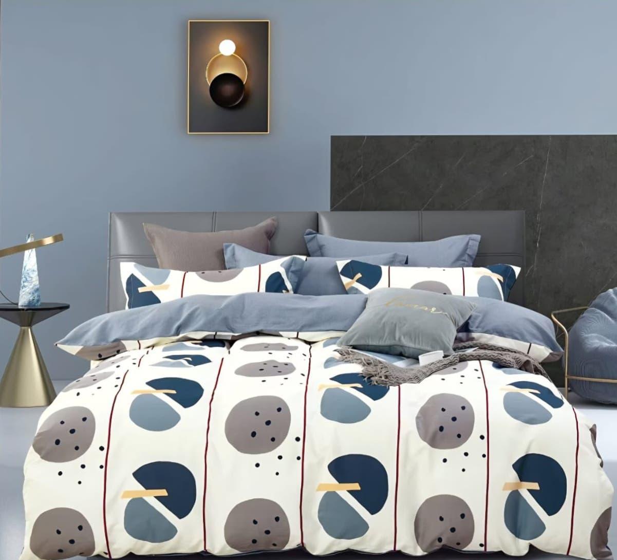 Bellezza Modern Abstract Comfort Double Bedsheet Set - 110 GSM Polycotton Bedsheet + 2 Pillow Covers Urban Nivasa