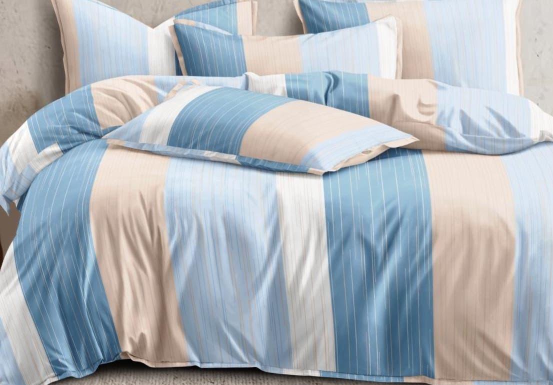 Feel Vertical Stripe Queen Size Bedsheet Set - 120 GSM Glace Cotton Bedsheet + 2 Pillow Covers Urban Nivasa