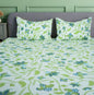 Flow Premium Green Floral Design (210TC) - 100% Cotton King-Size Bedsheet + 2 Pillow Covers Urban Nivasa