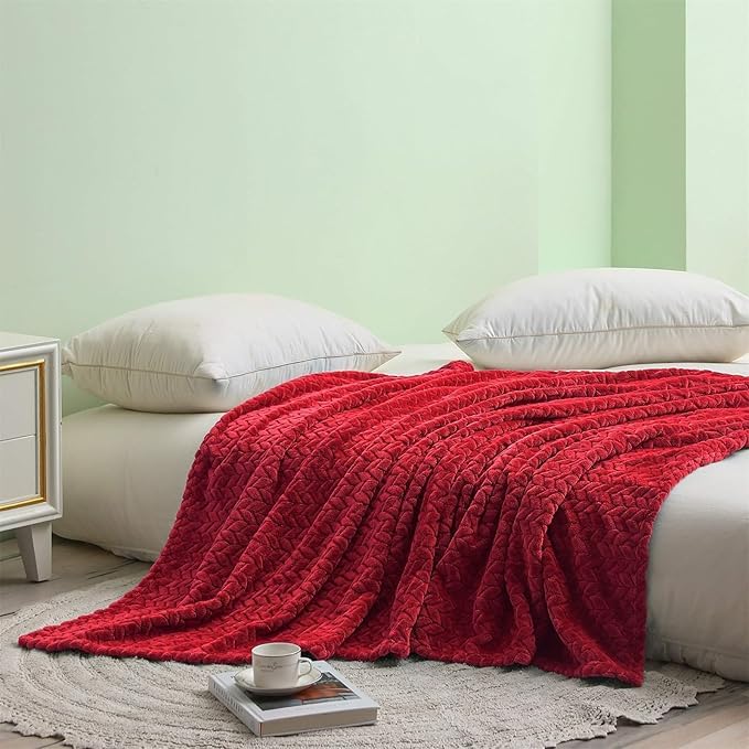 Premium Leaf Knit Fleece Blanket - King Size (BC) Urban Nivasa