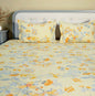 Flow Premium Light Yellow Design (210TC) - 100% Cotton King-Size Bedsheet + 2 Pillow Covers Urban Nivasa