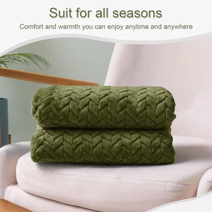 Premium Leaf Knit Fleece Blanket - King Size (BC) Urban Nivasa