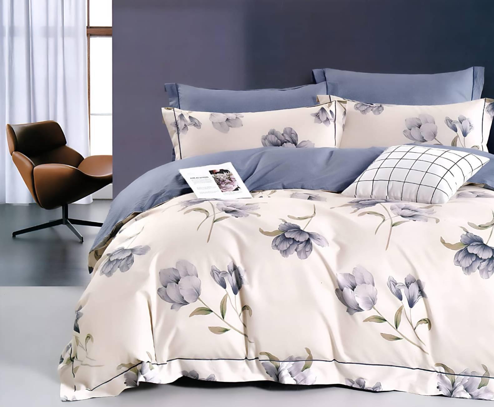 Hi-Life Lavender Bloom Super King Size Bedsheet Set - 150 GSM Glace Cotton Bedsheet + 2 Pillow Covers Urban Nivasa