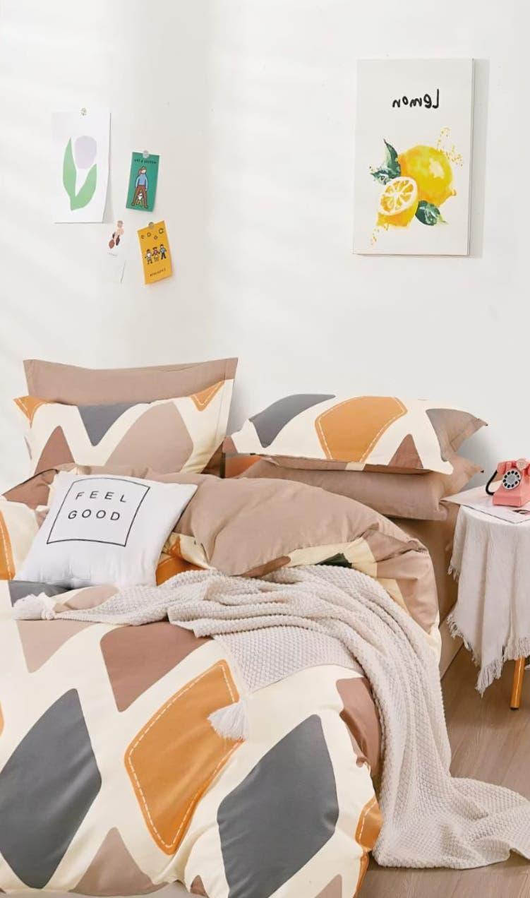 Bellezza Abstract Geometric Pattern Double Bedsheet Set - 110 GSM Polycotton Bedsheet + 2 Pillow Covers Urban Nivasa