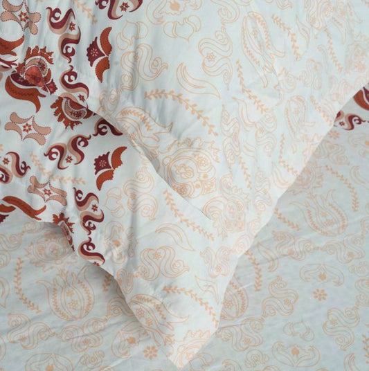 Flow Premium Brown Design (210TC) - 100% Cotton King-Size Bedsheet + 2 Pillow Covers Urban Nivasa