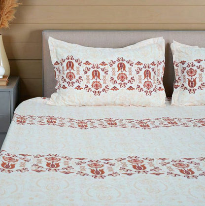 Flow Premium Brown Design (210TC) - 100% Cotton King-Size Bedsheet + 2 Pillow Covers Urban Nivasa