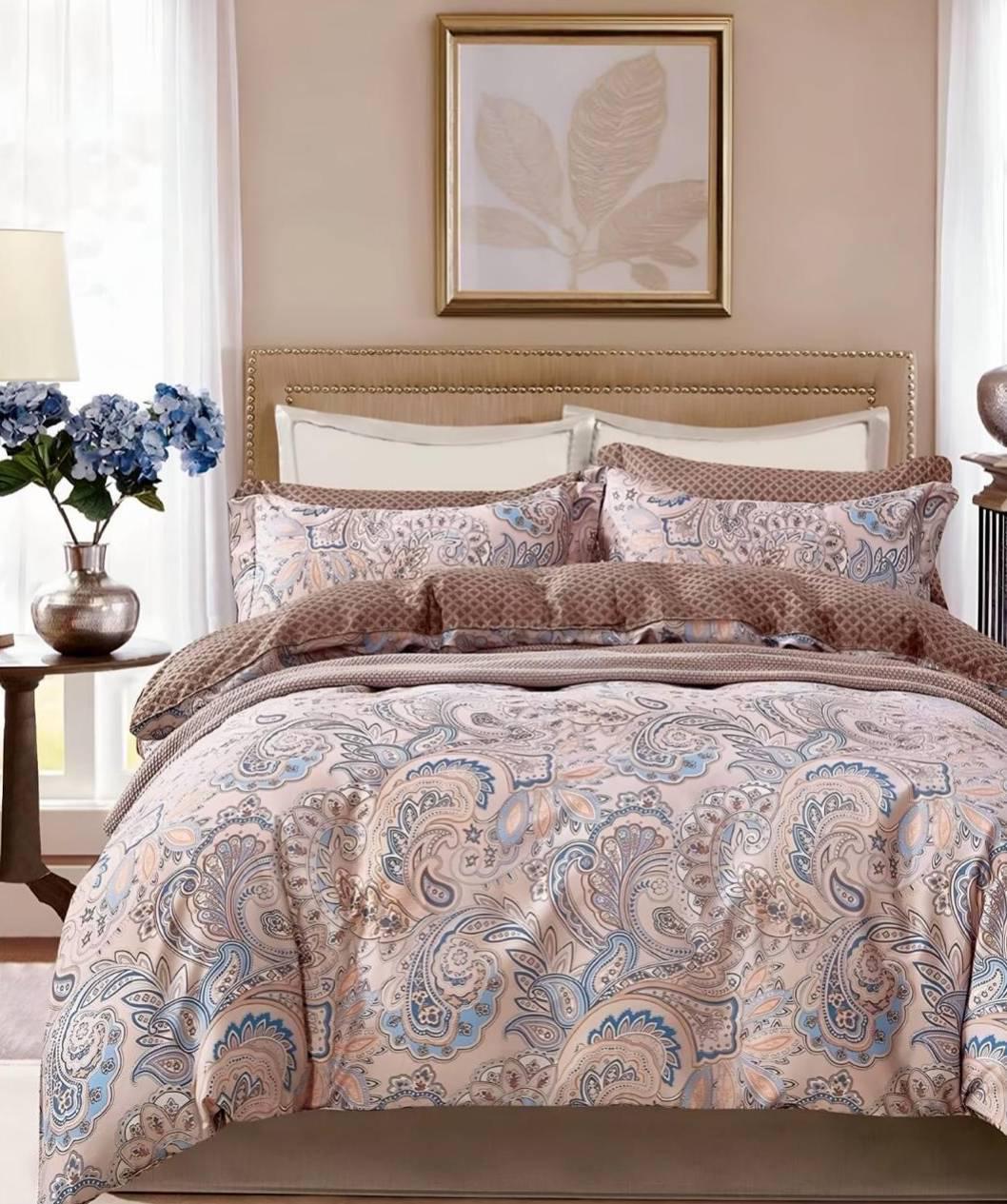 Hi-Life Vintage Paisley Super King Size Bedsheet Set - 150 GSM Glace Cotton Bedsheet + 2 Pillow Covers Urban Nivasa