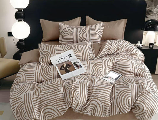 Bellezza Modern Geometric Stripes Double Bedsheet Set - 110 GSM Polycotton Bedsheet + 2 Pillow Covers Urban Nivasa