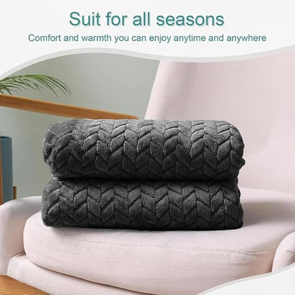 Premium Leaf Knit Fleece Blanket - King Size (BC) Urban Nivasa