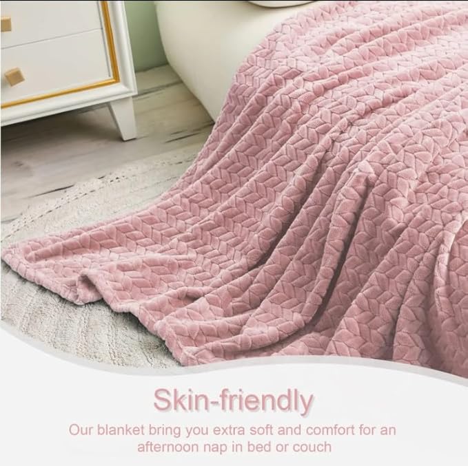 Premium Leaf Knit Fleece Blanket - King Size (BC) Urban Nivasa